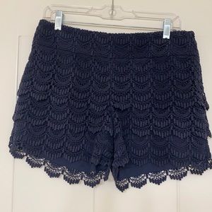 Navy Blue Crochet Lace Shorts
